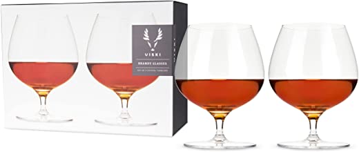 Viski Crystal Wingback Cognac Glasses Set of 2, Lead-Free Premium Crystal Clear Glass, Stylish Brandy Snifters, Cocktail Glass Gift Set, 17 oz
