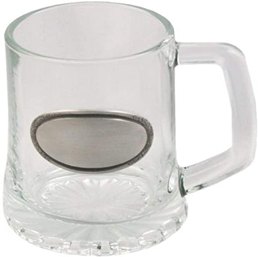 Visol”Vardon” Glass Mug with Pewter Engraving Plate, 10-Ounce, Chrome