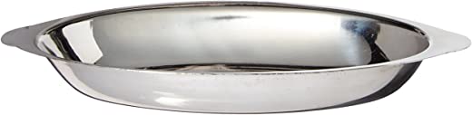 Winco Stainless Steel Oval Au Gratin Dish, 12-Ounce