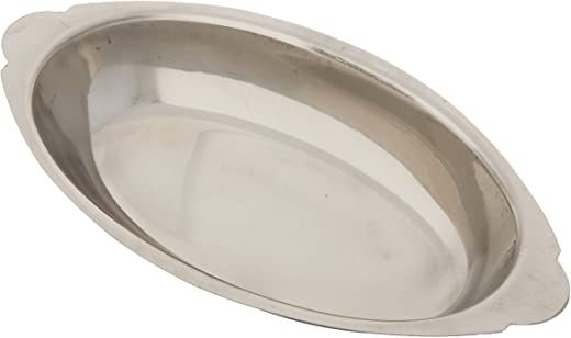 Winco Stainless Steel Oval Au Gratin Dish, 20-Ounce