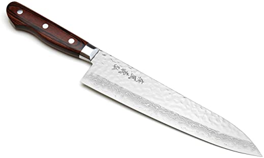 Yoshihiro VG10 16 Layer Hammered Damascus Gyuto Japanese Chefs Knife (8.25” (210mm))