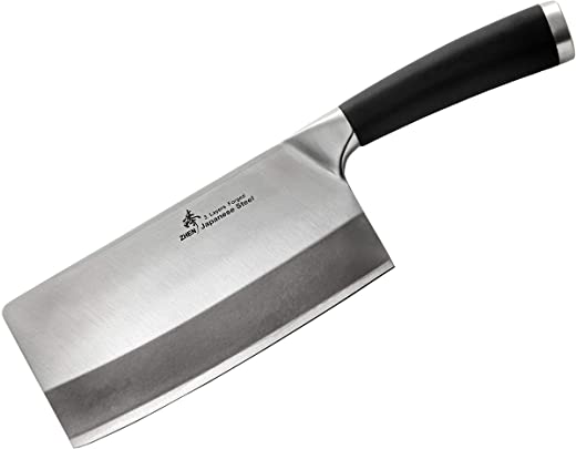 ZHEN Japanese VG-10 3-Layer Forged High Carbon Stainless Steel Light Slicer Chopping Chef Butcher Knife/Cleaver, 6.5-inch, TPR Handle –