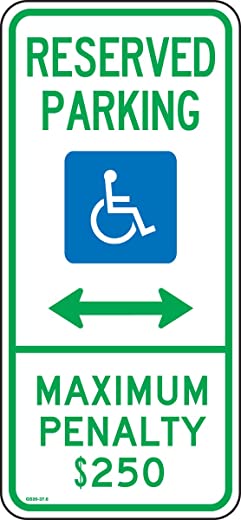 Accuform FRA207RA Engineer-Grade Reflective Aluminum Handicapped Parking Sign (North Carolina), Legend “RESERVED PARKING (DOUBLE ARROW) MAXIMUM…