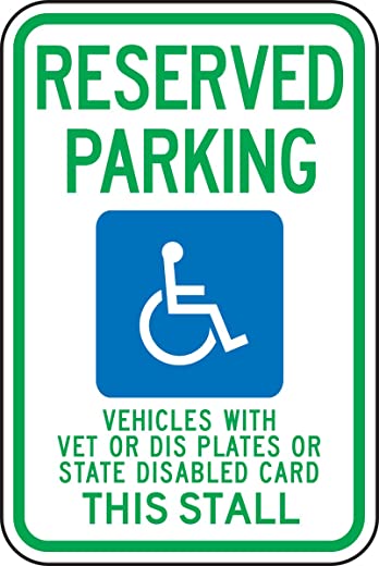 Accuform FRA215RA Engineer-Grade Reflective Aluminum Handicapped Parking Sign (Wisconsin), Legend “RESERVED PARKING VEHICLES WITH VET OR DIS PLATES…