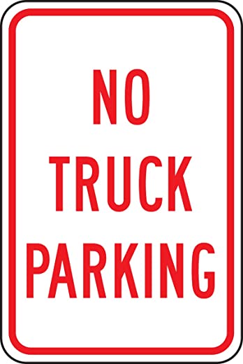 Accuform FRP148RA Engineer-Grade Reflective Aluminum Parking Sign, Legend”NO Truck Parking”, 18″ Length x 12″ Width x 0.080″ Thickness, Red on White