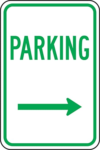 Accuform”Parking” with Right Arrow, Reflective Aluminum Parking Sign, 18″ x 12″, Green on White, FRP226RA