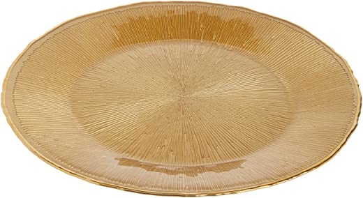 American Atelier Fusion Gold Glass Charger Plate, 13″