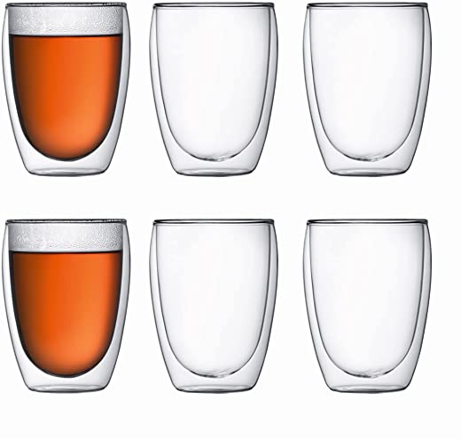 Bodum – 4559-10-12US Bodum Pavina Double Wall Insulated Glasses, 12 Oz. (6-Pack), Clear