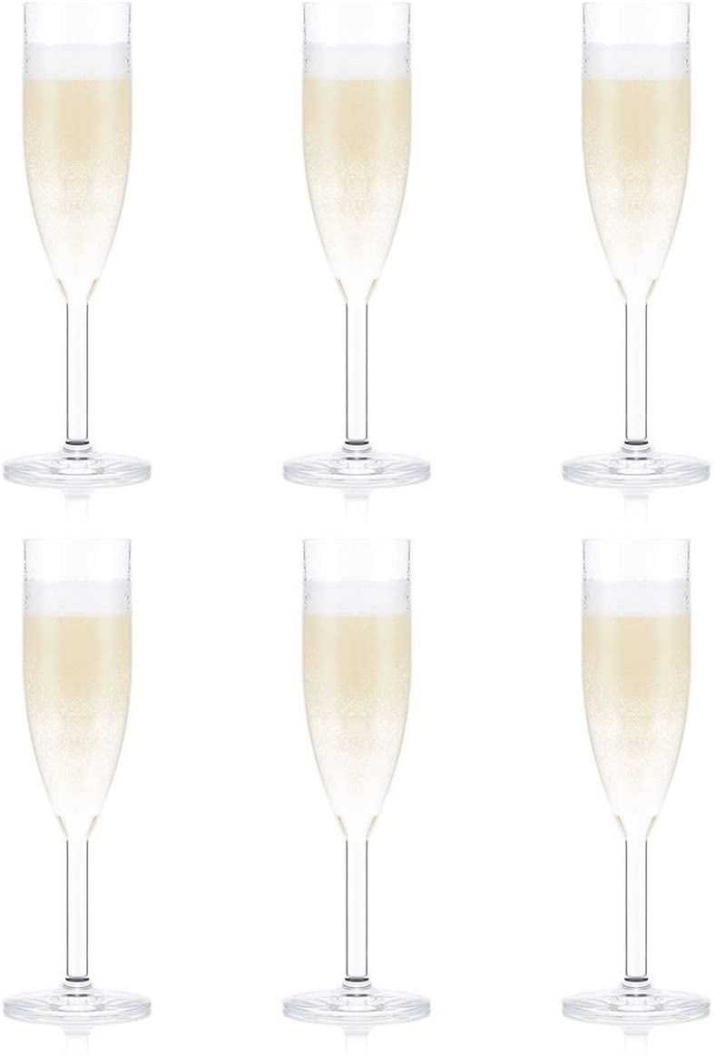 Bodum Oktett BPA-Free SAN Plastic Shatterproof Glass, 4 Ounce (6-Pack), Champagne Flute