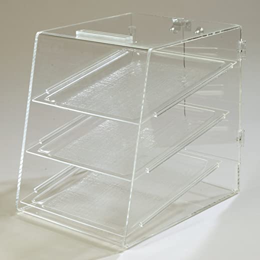 Carlisle SPD30007 Acrylic Three Tray Pastry Display Case with Back Door, 18″ Length x 14″ Width x 17-1/2″ Height, Clear