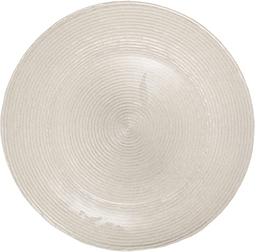 ChargeIt by Jay Charge It by Jay Circus Charger 13” Decorative Glass Service Plate, White