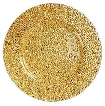 ChargeIt by Jay Glamour Glass Charger Plate, Gold 13 inch