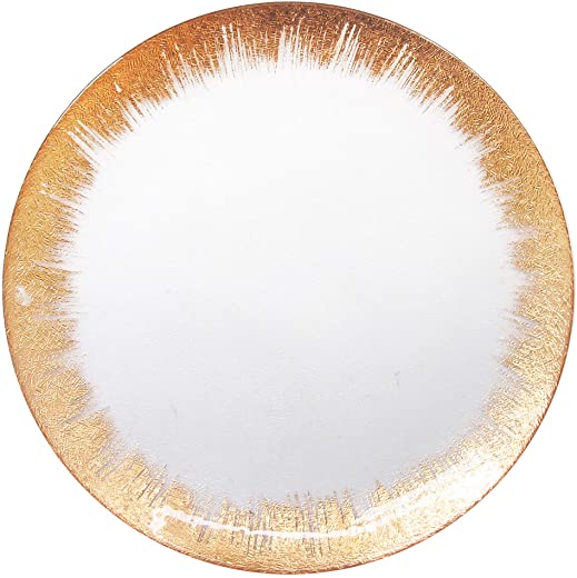 ChargeIt by Jay Selene Glass Round Charger Plate, Copper, 13×13″