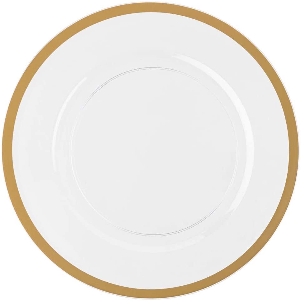 Charger Plates – 13″ | Clear with Gold Rim | Pack of 4