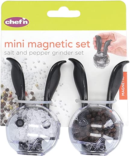Chef’n Mini Magnetic PepperBall and SaltBall Set (Black),101-033-001