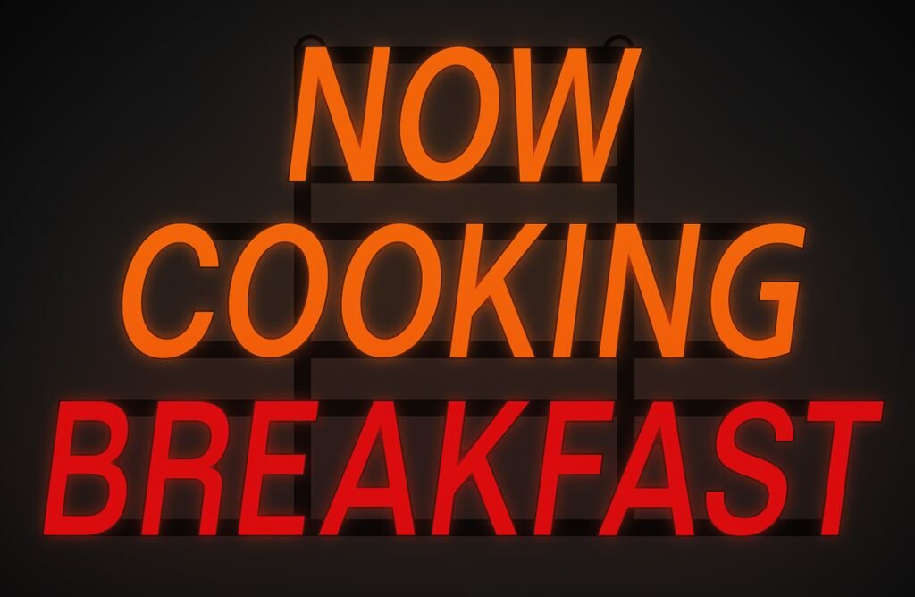 ComeAlong Industries Red and Yellow Heavy Duty LED”Now Cooking Breakfast” Sign, 31-Inch Wide x 18-Inch High