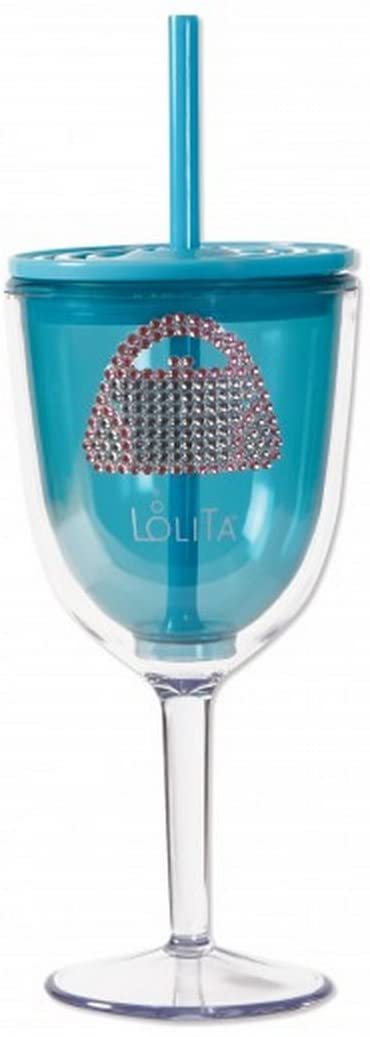 C.R. Gibson Lolita Acrylic Goblet with Straw and Lid, Purse Envy