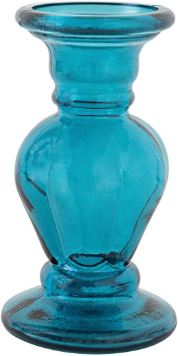Creative Co-Op Blue Glass Candle Holder, Aqua