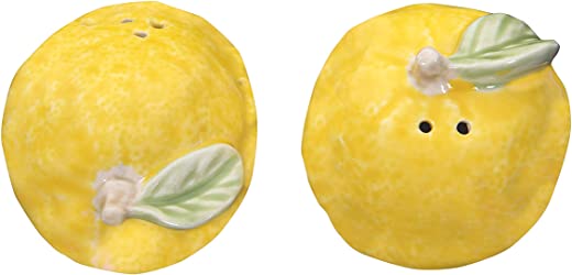 Creative Co-Op Yellow Stoneware Lemon Shaped (2 Pieces) Salt & Pepper Shakers