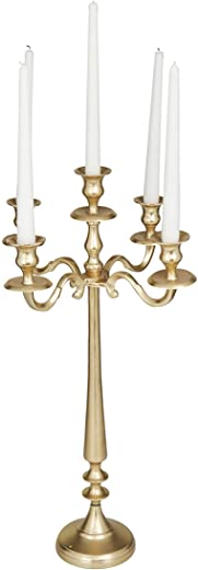 Deco 79 Traditional Aluminum Candelabra, Pillar Candle Holders Decorative Candlestick Holder for Home Decor, Wedding, Dinning, Party, 13″ L x 13″ W…