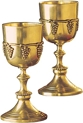 Design Toscano Grape Harvest Solid Brass Goblets – Set of Two with Gift Box