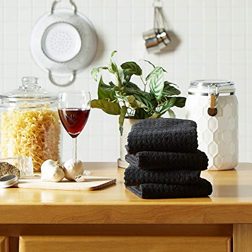DII Basic Terry Collection Waffle Dishtowel Set, 15×26, Solid Black, 4 Piece