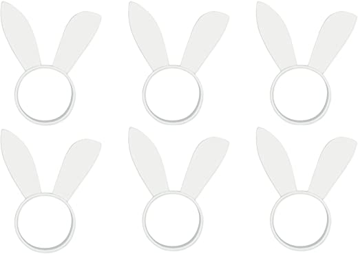 DII Decorative Unique Novelty Napkin Ring Set, Easter Bunny Ears, 6 Piece