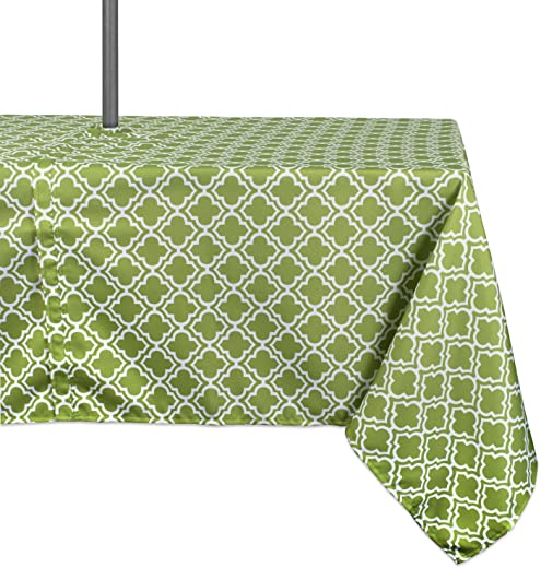 DII Green Lattice Outdoor Tabletop, Collection Stain Resistant & Waterproof, 60×84 w/Zipper, Green