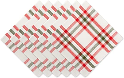 DII Jolly Christmas Tree Tabletop Kitchen Collection, Napkin Set, 20×20, Nutcracker Plaid