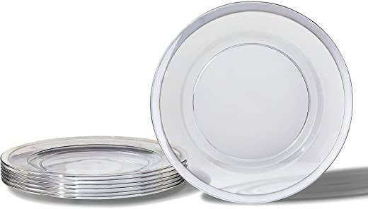 ELEGANT SILVER RIMMED WEDDING CHARGER PLATES | 12 PC – 13”