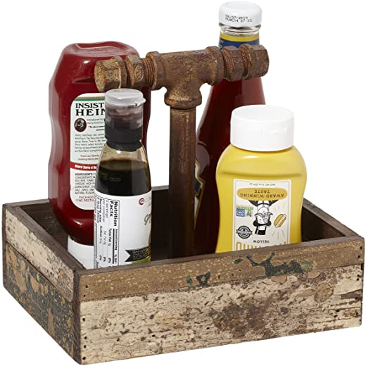 G.E.T. Reclaimed Wood Table Top Condiment/Drink Caddy, 9″ x 7″