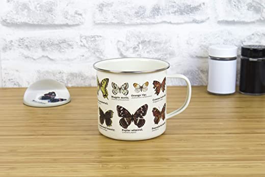 Gift Republic Butterflies Enamel Mug, 1 Count (Pack of 1), Multicolor
