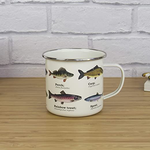 Gift Republic Fish Enamel Mug, 1 Count (Pack of 1), multi