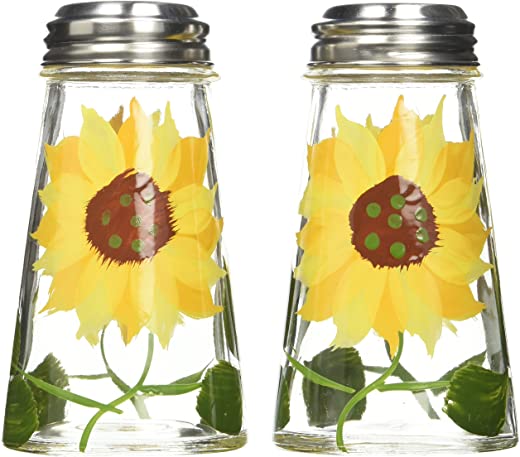Grant Howard Hand Painted Tapered Salt and Pepper Shaker Set, Sunflowers, Yellow, 2