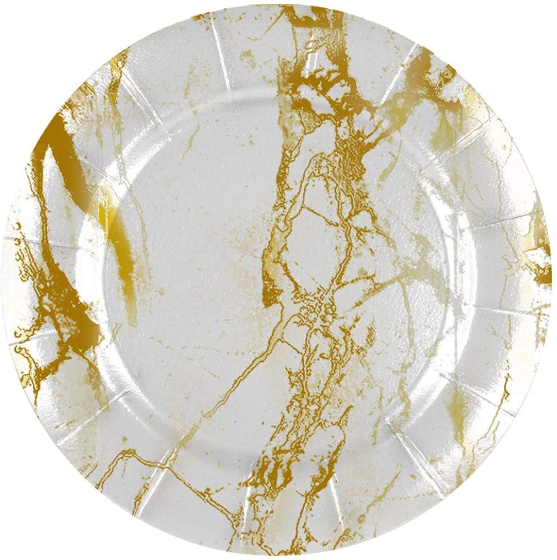 Kaya Paper Charger Plates – 13″ | White | Round | Gold Marble | Pack of 10