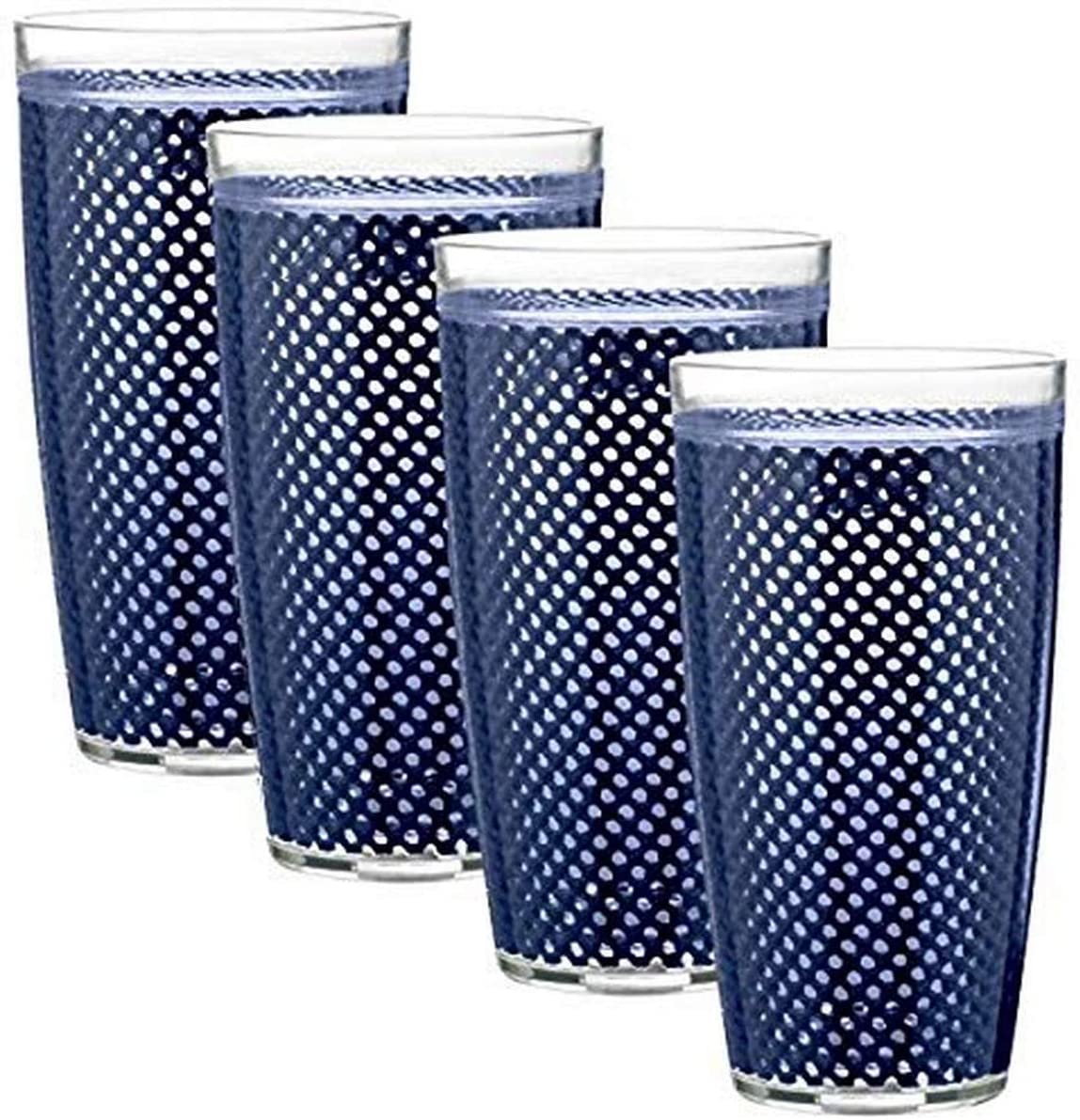 Kraftware The Fishnet Collection Doublewall Drinkware, Set of 4, 4 Count (Pack of 1), Navy Blue