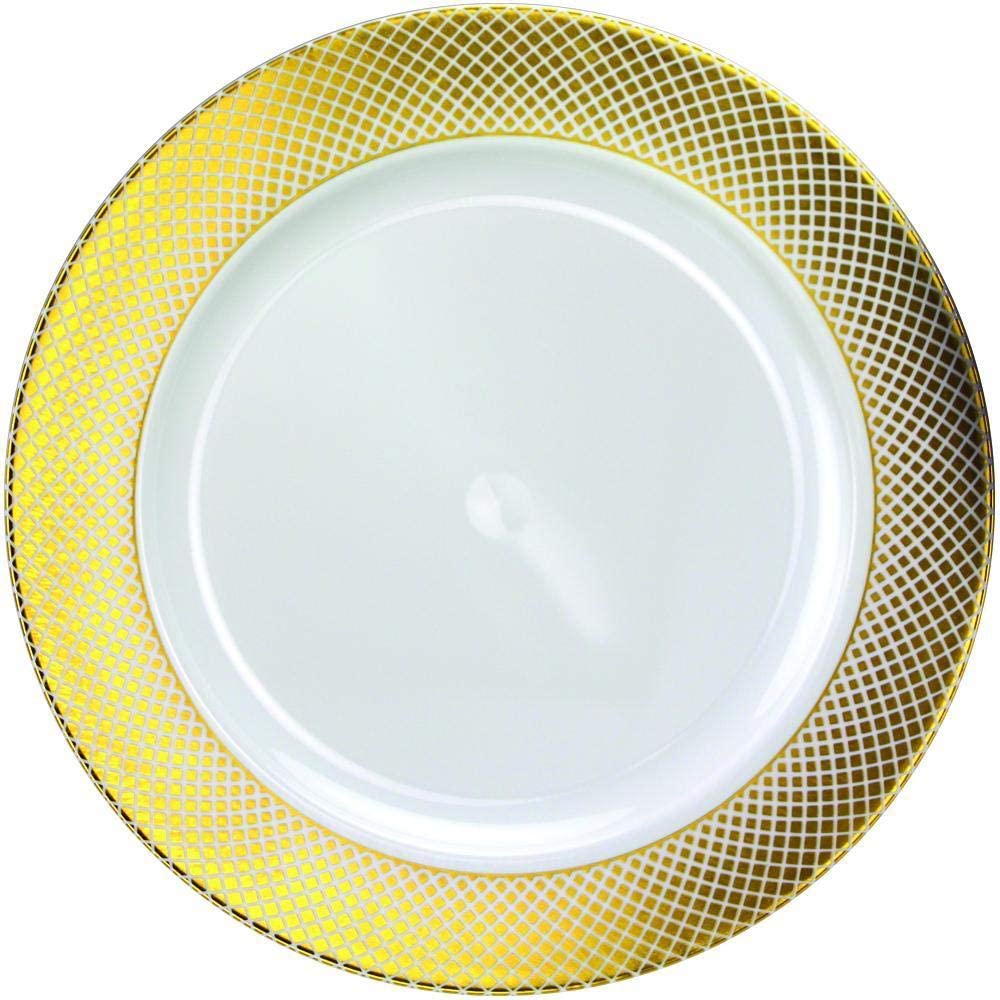 Lillian Collection Plastic Plates- 12″ Gold Magnificence Plate Chargers Pack of 10