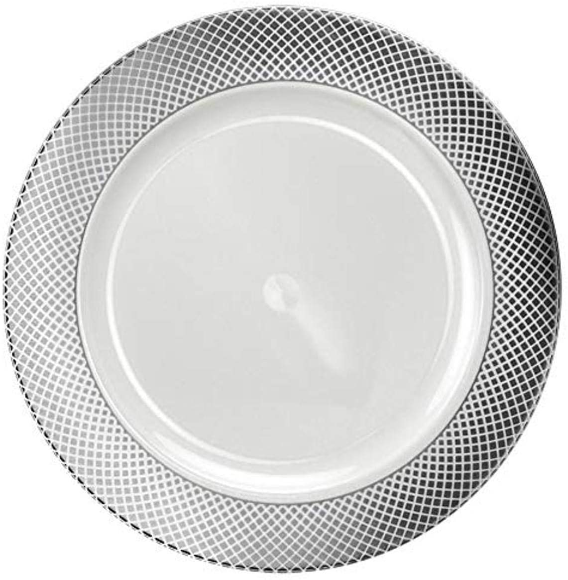 Lillian Collection Plastic Plates- 12″ Silver Magnificence Plate Chargers Pack of 10, black