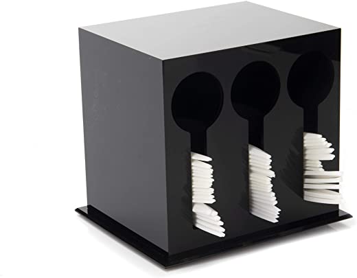 Mind Reader 3 Compartment Plastic Utensil Dispenser, Cutlery Organizer, Plasticware Sorter for Restaurant, Diner, Picnics, Black
