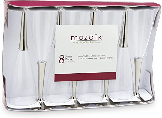 Mozaik MMCF8 Recyclable Champagne Flutes Clear