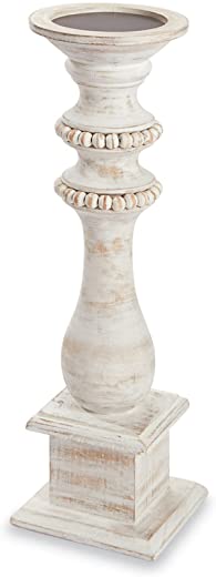 MUDPIE Small Beaded Wood Candlestick
