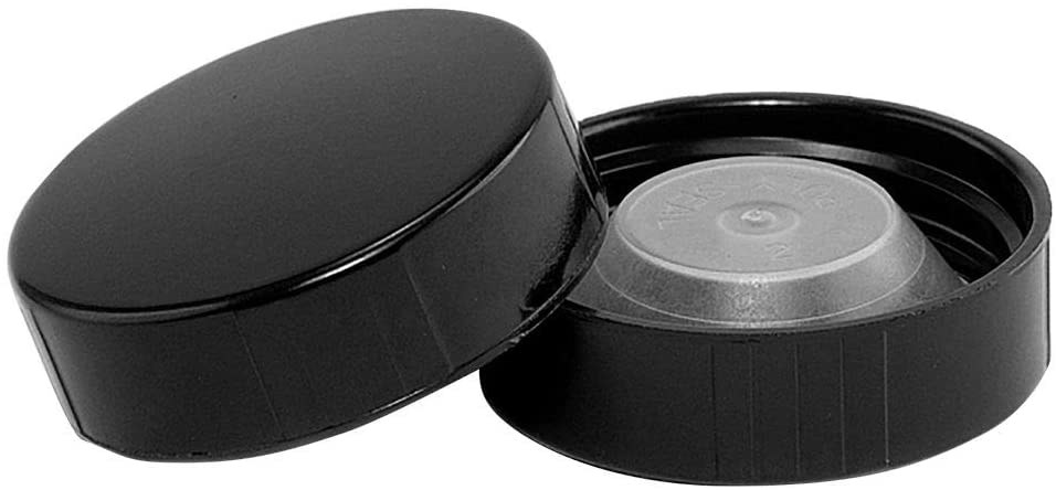 North Mountain Supply 38mm Black Plastic Phenolic Polyseal Screw Caps With PolyCone Liner – Pack of 15 Leak Proof Lids