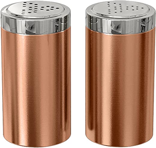 nu steel Jumbo Salt & Pepper Shaker Set of 2, 15 Oz. Stainless Steel with Copper Finish, Small, Shiny