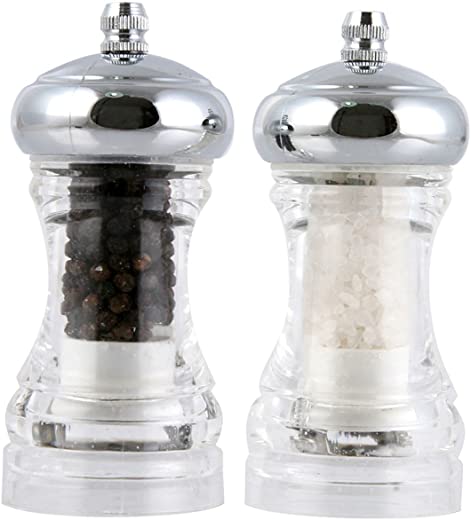 Orii Salt Shaker & Pepper Grinder Set – Premium Seasalt and Peppercorn Stainless Steel Spice Grinder & Refillable Set Shakers, Set of 2