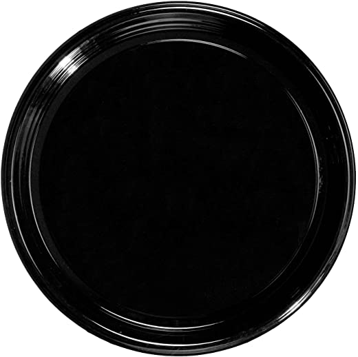Party Essentials 162417T Soft Plastic Round Flat Tray, 16″ Diameter, Black (Case of 24)