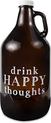 Pavilion Gift Company Drink Happy Thoughts Glass Growler