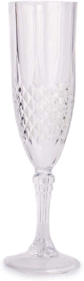 Plastic Champagne Flutes – 8oz | Clear | Crystal Design | 1 Pc