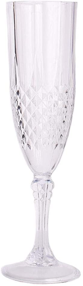 Plastic Champagne Flutes – 8oz | Clear | Crystal Design | Pack of 4