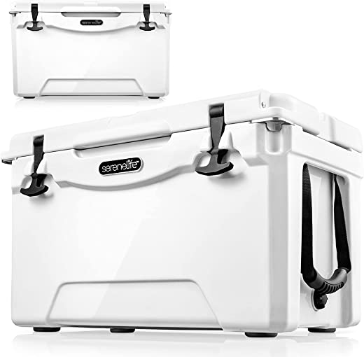 Quart Portable Cooler Box – Lightweight Heavy-Duty Travel Ice Cooler with 2-Way Handles, Drain – 5 Days Ice Retention