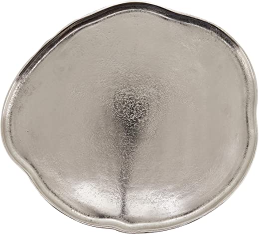 SARO LIFESTYLE Martha Design Organic Shape Charger Plates (Set of 4), 13″, Silver